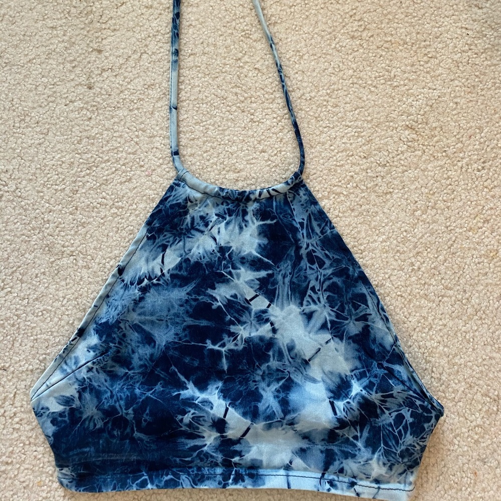 Blue tie dye halter top